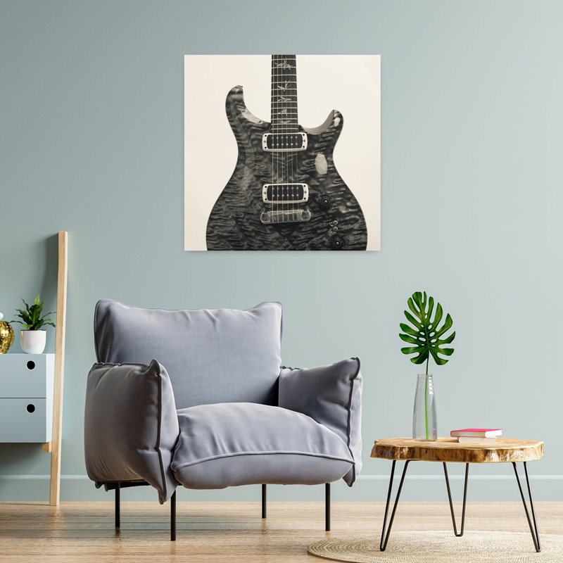 Guitare I, art contemporain abstrait, H 24 po x l 24 po