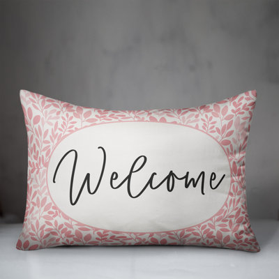 Welcome Floral Throw Pillow
