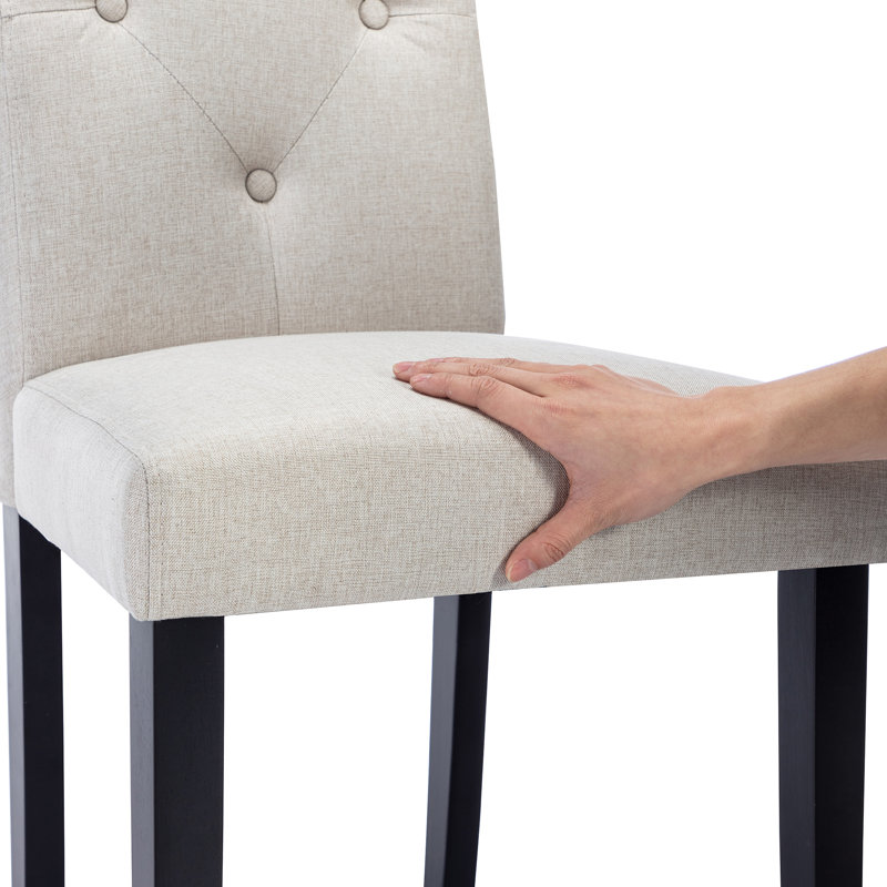 Upholstered Dining Chairs Set of 6, Button Tufted Parsons Dining Chair, Kitchen Chairs with Solid Wood Legs, Wood Accent Chair with High Back