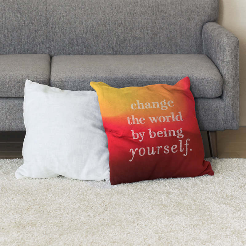 Coussin de plancher change the World, H 36 po x l 36 po, Coucher de soleil