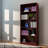 Five-Shelf Wooden Bookcase Display Cabinet With Elegant Bottom Front Moulding,Classic Mahogany Finish For Living Rooms, Offices And Libraries