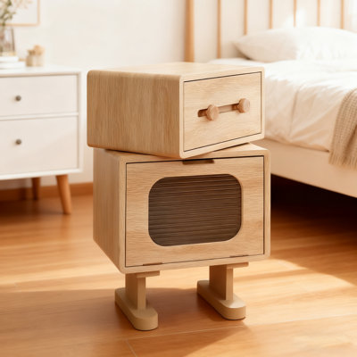 Table d'appoint rotative avec plateau en verre Natural Color
