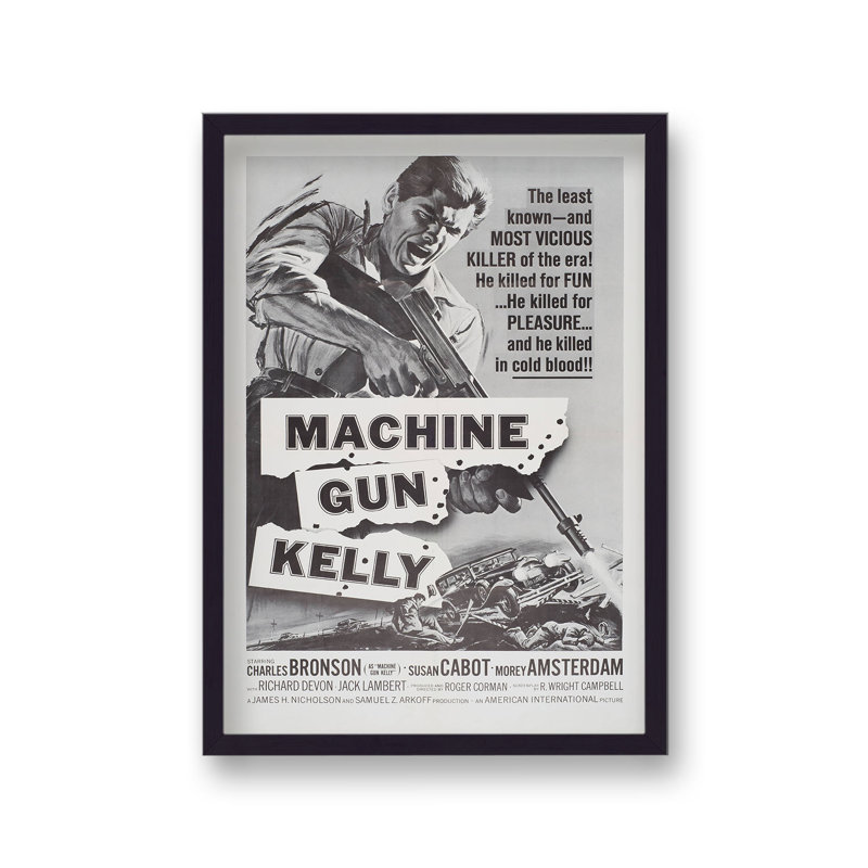 Vintage Movie Poster Machine Gun Kelly Black And White by Vouvart - Single Picture Frame Print