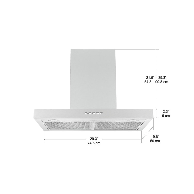 Ancona 30" Stainless Steel 600 CFM Convertible Wall Range Hood with Mesh Filter