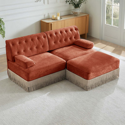 Canapé Chesterfield modulaire avec jupe à pampilles et combinaison libre