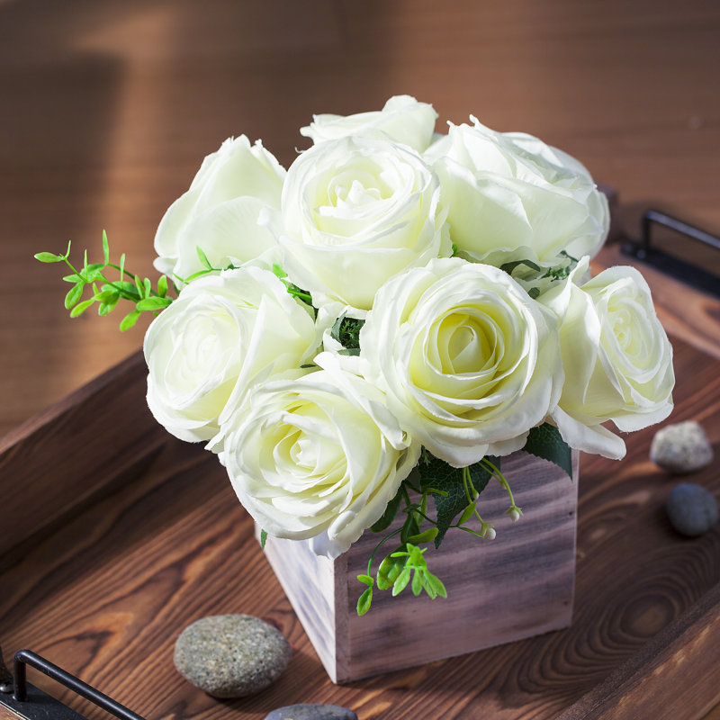 Silk Roses Arrangement in Planter