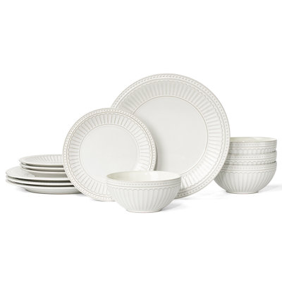 12 Piece Stoneware Dinnerware Set, Service for 4