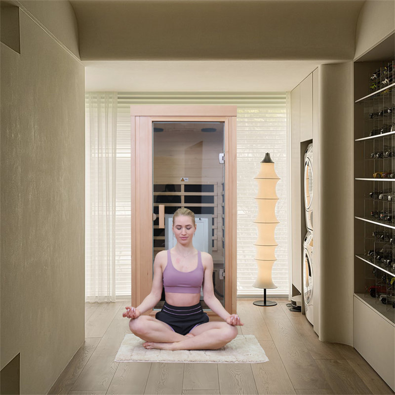 Pynsseu 1 - Person Bluetooth Compatible FAR Infrared Sauna, Hemlock