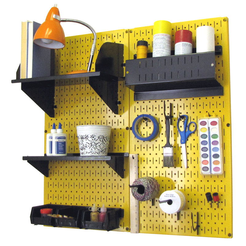 Ensemble de panneaux perforé de rangement pour accessoires de loisirs, Jaune et noir