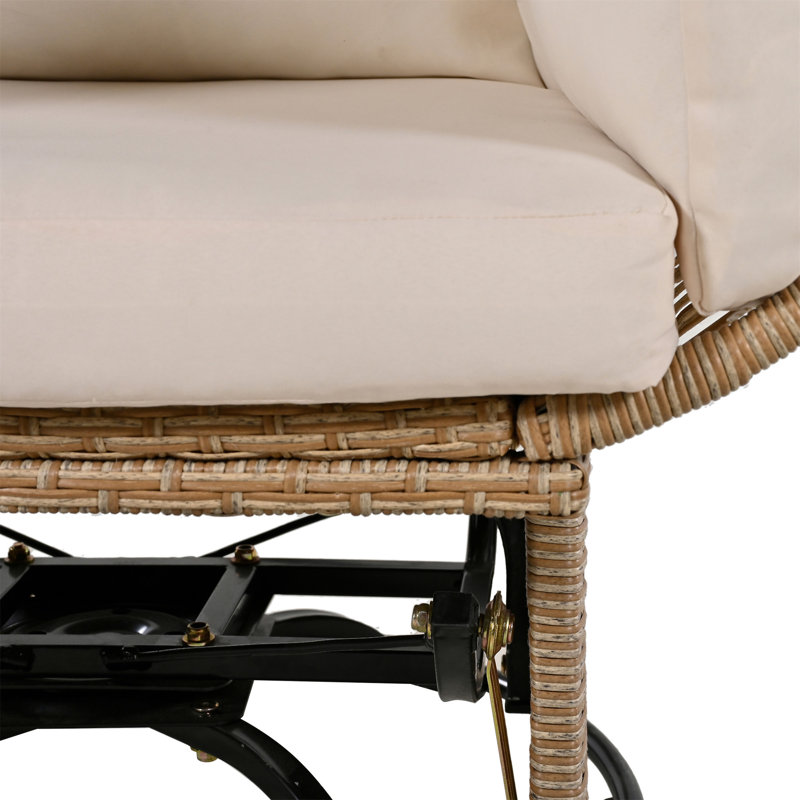 Chaise pivotante d'extérieur avec coussins, Naturel / Beige