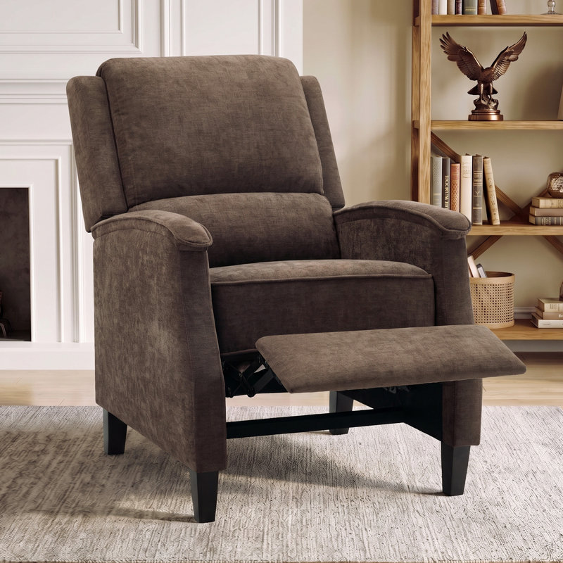 Fauteuil inclinable moderne du milieu du siècle, fauteuil lounge en chenille avec soutien lombaire pour salon, Chenille brun