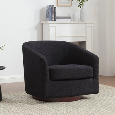 Accent Chairs,Oversized 360 Swivel Armchair(Seat Area:16.69"D x 25.98"W),Modern Comfy Reading Chairs for Living Room with Metal Base,Performance Fabric in Charcoal Gray