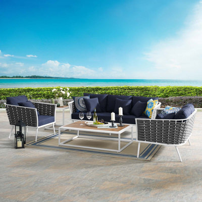 Modway Stance 6 Piece Outdoor Patio Aluminum Sectional Sofa Set