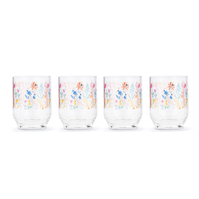 Field Of Flowers Acrylic Glass Set Of 4 - 14Oz
