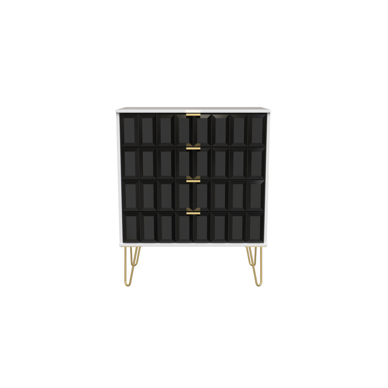 Fully Assembled Alaynia 4 - Drawer Chest of Drawers, Deep Black