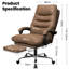 Ergonomic High Back Office Chair with Footrest, Faux Leather Executive Desk Chair-1212913733