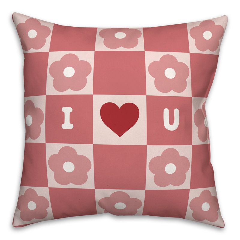 I Heart You Daisy Check Throw Pillow