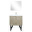 Meuble-lavabo rustique 30 po Voorhees L, P 20 po, comptoir en quartz blanc, robinet en nickel brossé et grande salle de bain à miroir 28 panneaux-121074409