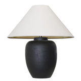 Sabian Table Lamp - Matte Black Finish on Ceramic Body - Empire Gold Lined Hardback Shade