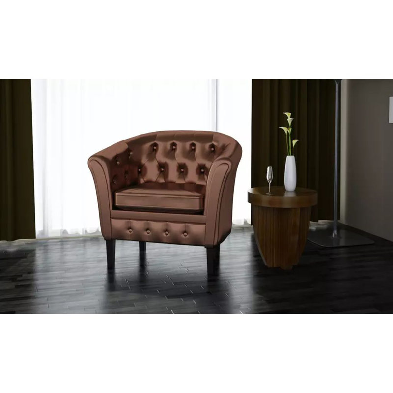 Fauteuil tubulaire en similicuir Chesterfield, Similicuir brun