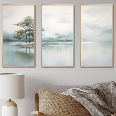 «Minimal Lake Tranquility - Lakes Lakehouse», ensemble d'art sur toile