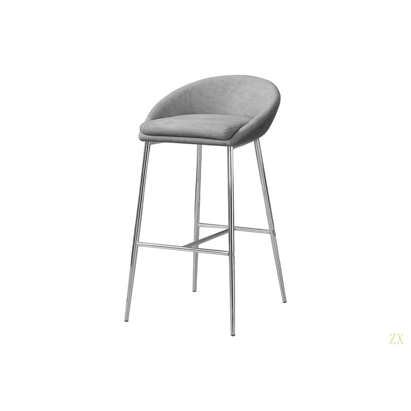 Tabouret de bar, ensemble de 2, hauteur de bar, tissu en métal chromé, contemporain, moderne