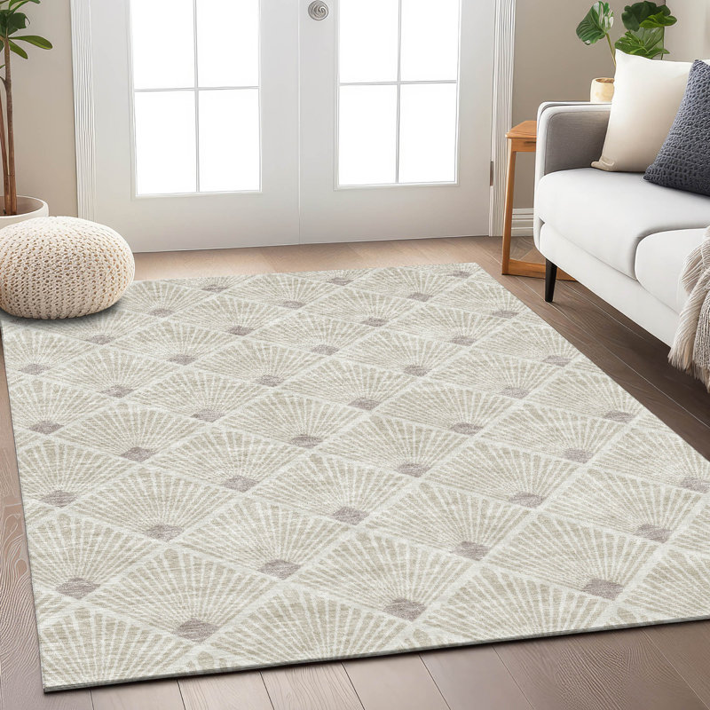 Washable Geometric Indoor / Outdoor Rug, Rectangle 10' x 14'