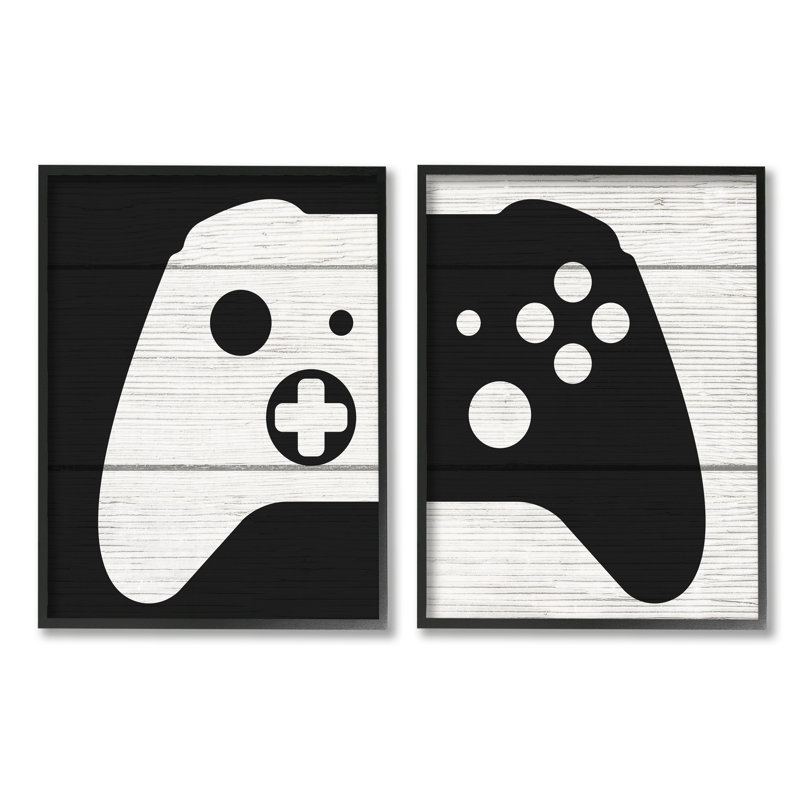 Illustration de motif de grain monochromatique de contrôleur de jeu par Daphne Polselli - ensemble de 2 peintures