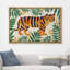 Mignon tigre orange entouré de plantes tropicales, impression sur toile encadrée-108345499-108345502