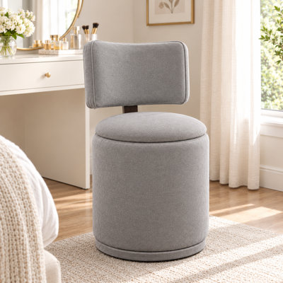 360° Swivel Upholstered Accent Stool with Velvet Fabric