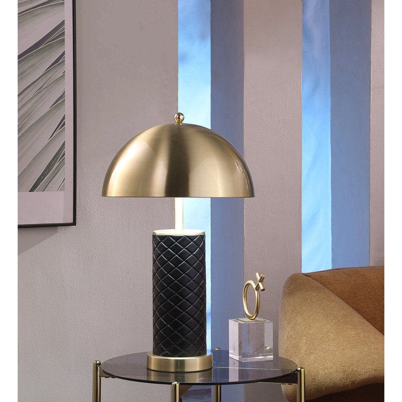 Ensemble de 2 lampes de table dôme matelassées noires Mantova