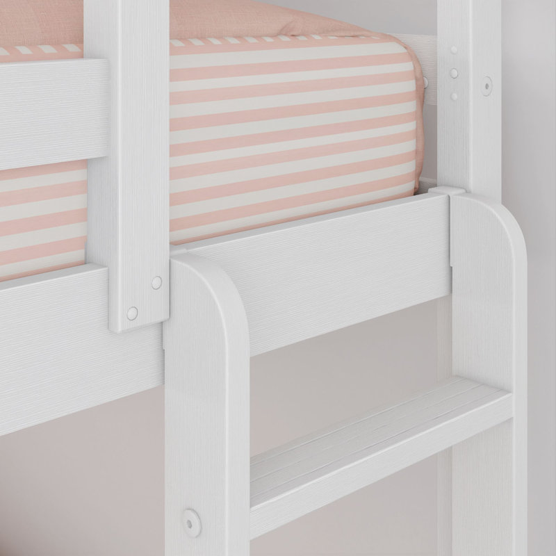 Standard Bunk Bed with Ladder on End, Textured White, Twin Over Full