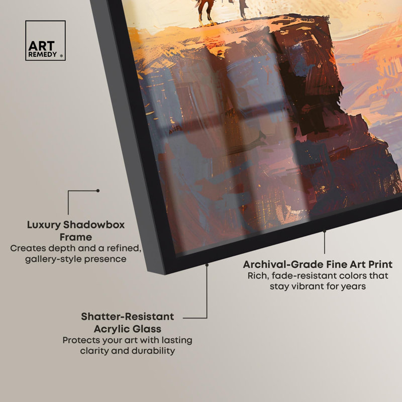 «Canyon View Landscape Art Shadowbox» par Art Remedy, H 37 po x l 55 po, Noir
