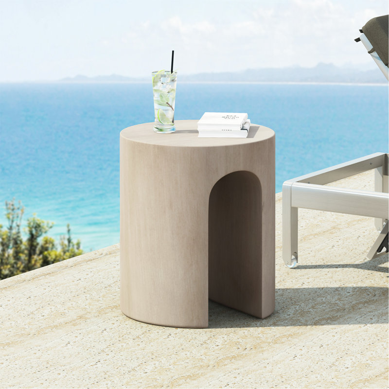 Table d'appoint d'extérieur ronde en U Mgo, gris clair