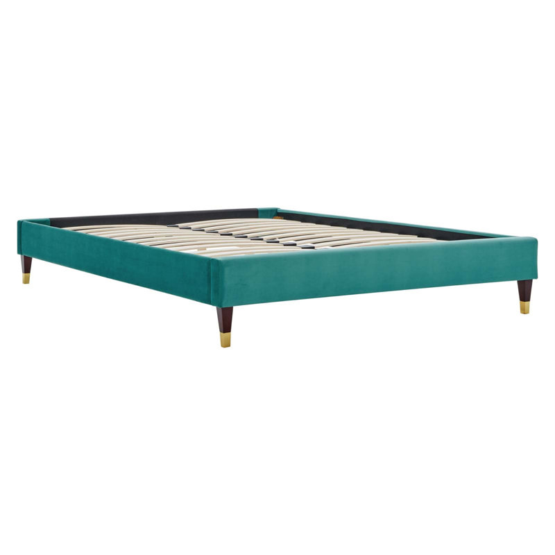 Structure de lit Harlow Performance, Double, Tissage uni bleu sarcelle