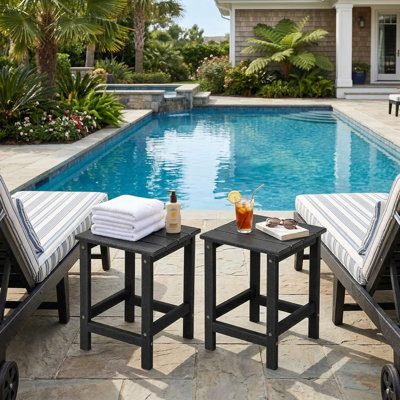 Ensemble de 2 tables de bout carrées Adirondack de 14 pouces avec base stable et antidérapante pour jardin