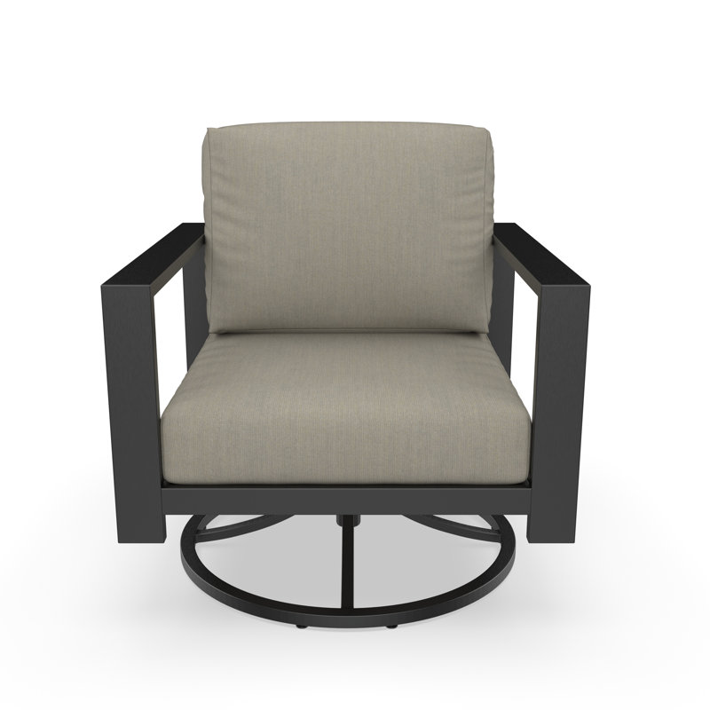 Chaise berçante pivotante avec dossier en lattes angulaires et coussins Sunbrella Oltjana, Sunbrella® Spectrum Dove