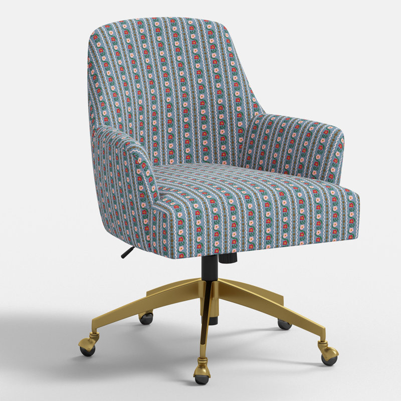 Chaise de bureau Cambridge en ardoise Delphine, Or brossé, Ardoise Delphine