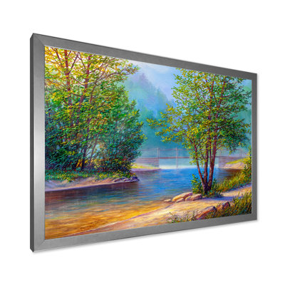 «Green Trees By The Riverside», peinture sur toile