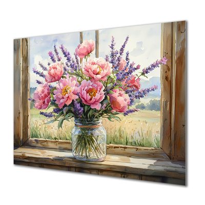 «Country Bloom Bouquet At The Barn I» - Assortiment de bouquets d'art mural