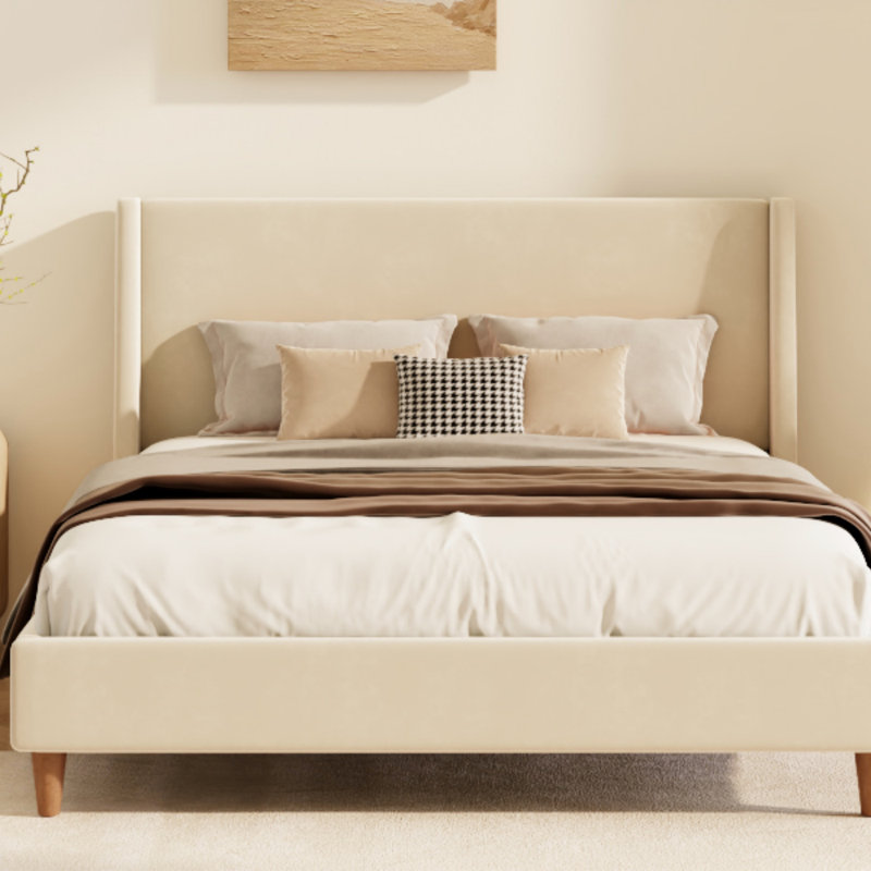 Lit plateforme tapissier sans sommier, King