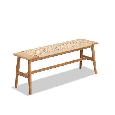 100% Solid Wood Bench In Oak With Airy Woven Cane Seat A Comfortable And Elegant