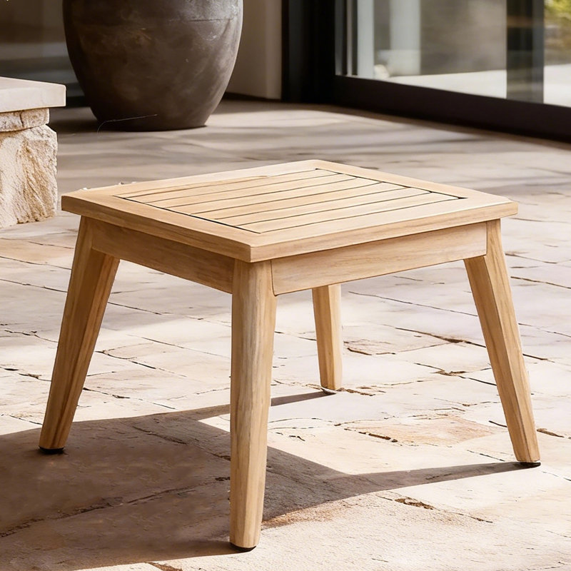 Table d'appoint carrée d'extérieur en acacia