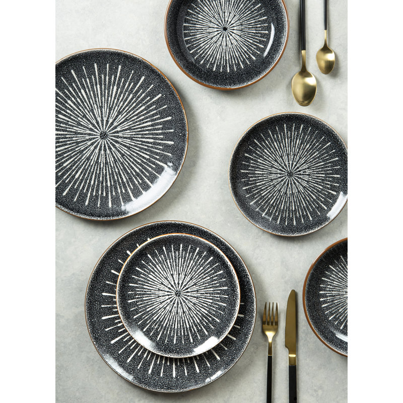 12pc Starburst Reactive Glaze Dinner Set