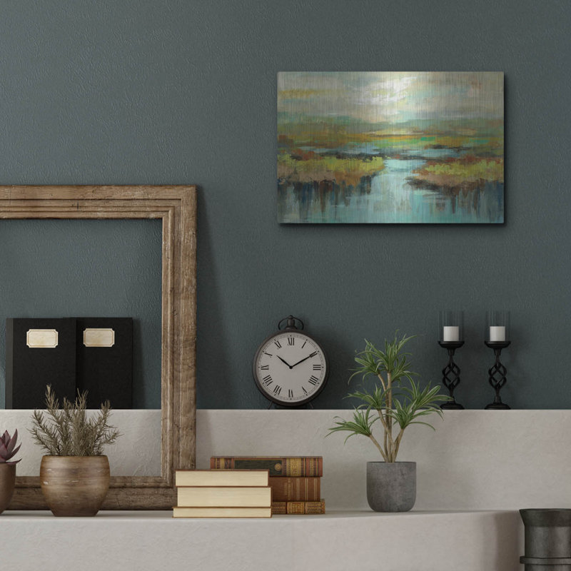 Art mural en métal «Spring Landscape» par Silvia Vassileva, Luxe, H 12 po x l 16 po