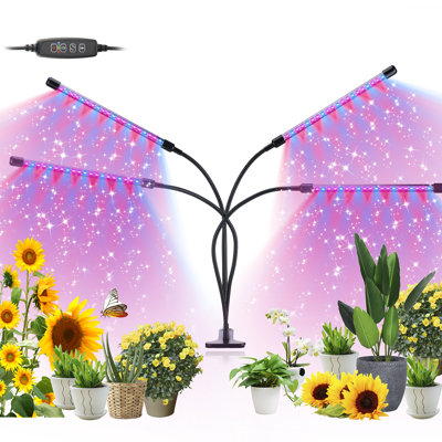4 Lamps Red Blue Purple Spectrum, With Clip For Indoor Plants, LED Grow Light