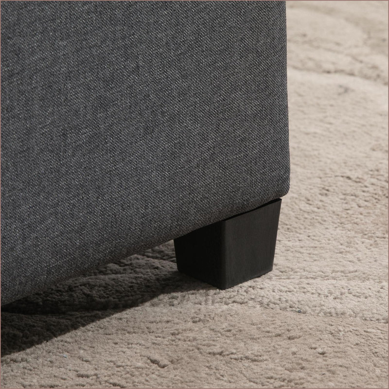 Ottoman with Storage, Tufted Flip-Top | Charcoal Gray Eucalyptus Wood | Living Room/Entryway/Bedroom | Wood