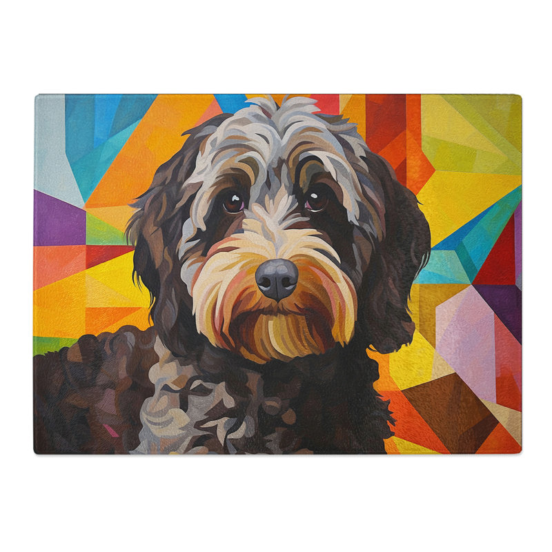 Cockapoo Geometric  Glass Chopping Board