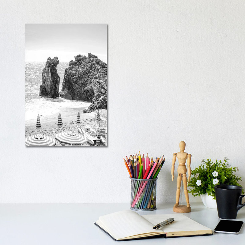 Cinque Terre In Black & White - Wrapped Canvas Print, 20.32 cm H x 30.48 cm W