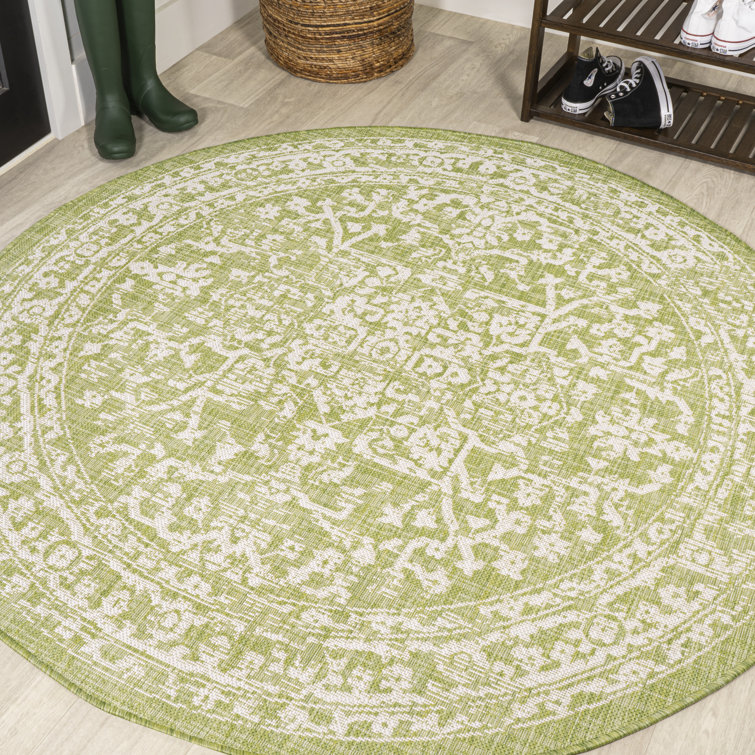 Massimo Bohemian Medallion Textured Weave Green/Cream Indoor/Outdoor Rug